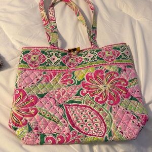 Vera Bradley Pink and Green Floral Shoulder Bag